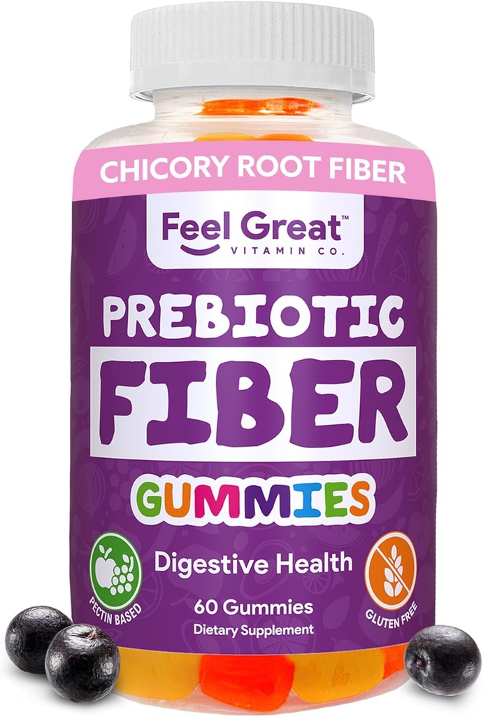 Gummie Prebiotici Fibra di Sentimento Grande Vitamina Co (60 Gummies) | Aiuta a migliorare la salute digestiva, Ripristinare Natural Gut Flora, e Supporto Salute & Immunity*