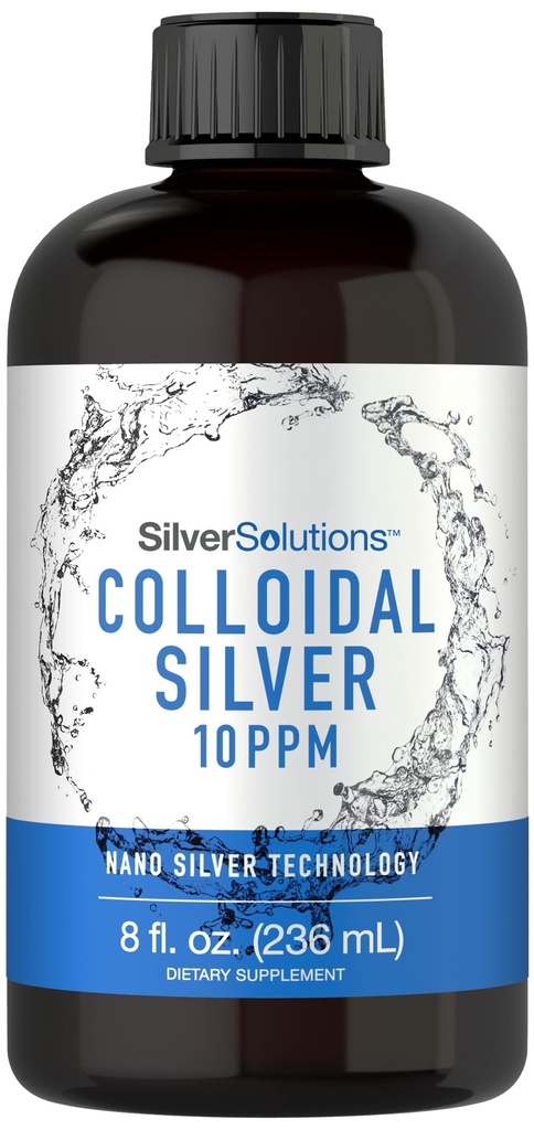 Carlyle Colloidal Silver | 10 PPM | 8 oz (236 mL) | Nano Silver Technology Solutions | Vegetariano, Non OGM, & Gluten
