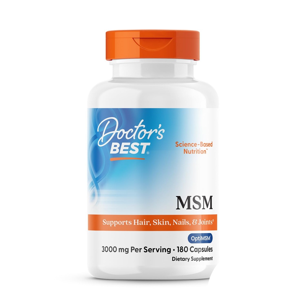 Medici Miglior MSM, Supporta Capelli, Pelle, Unghie, & Giunti, Non OGM, Gluten Free, 3000 mg Per Serving, 180 Capsule