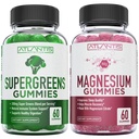 Supergreen & Magnesio Gummies - Magnesio aiuta i muscoli recuperare, Delicious Supergreens con Spinach, Broccoli, Beetroot, The verde, & Acai per il supporto immunità- 60 Gummies