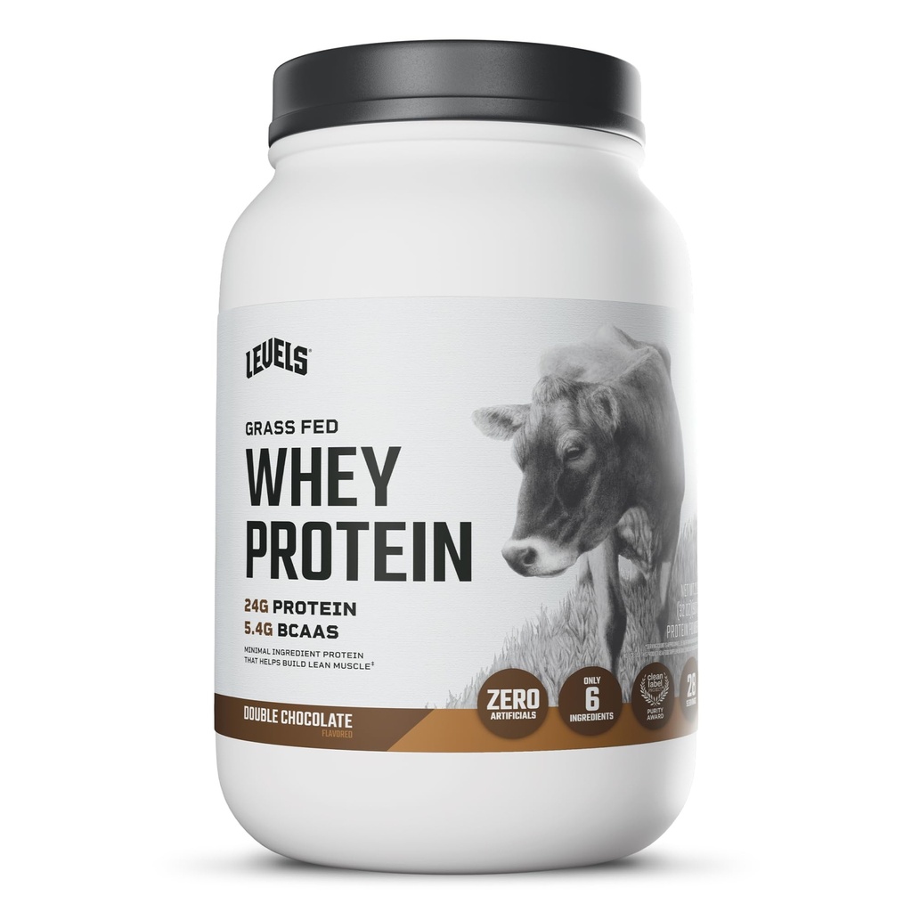 Livelli Grass Fed Whey Protein Polvere, nessun artificiale, 24G di proteine, doppio cioccolato, 2LB