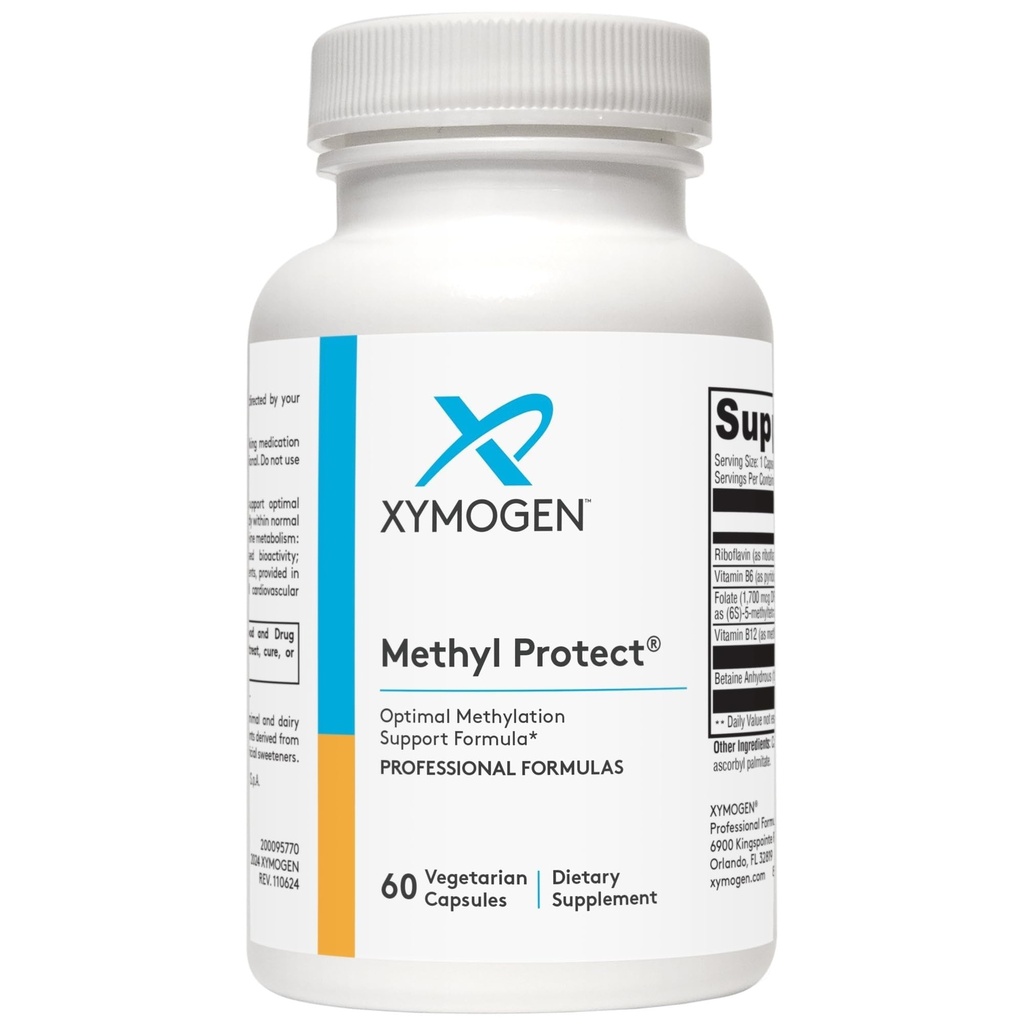XYMOGEN Methyl Protect - Optimal Methylation Formula con Methyl Folate, Vitamina B12 (metilcobalamin b12), Riboflavin + B6 Vitamins - Cognitive, Homocysteine + Heart Health Supplements (60 capsule)