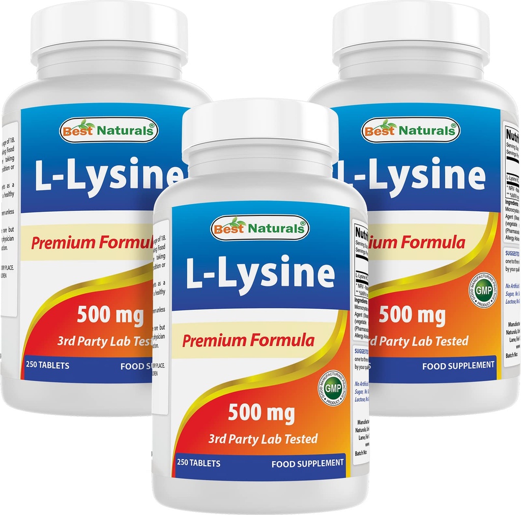I migliori naturali L-Lysine 500 mg 250 compresse (250 conteggio)