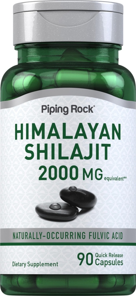 Piping Rock Shilajit Capsule | 2000mg | 90 Count | Acido Fulvico dell'Himalaya | Non OGM, Gluten Free Supplement