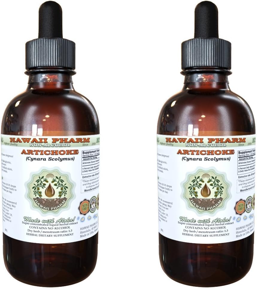 Estratto di liquido privo di alcool di carciofo, carciofo organico (Cynara scolymus) disossato Leaf Glycerite Hawaii Pharm Natural Herbal Supplement 2x2 oz
