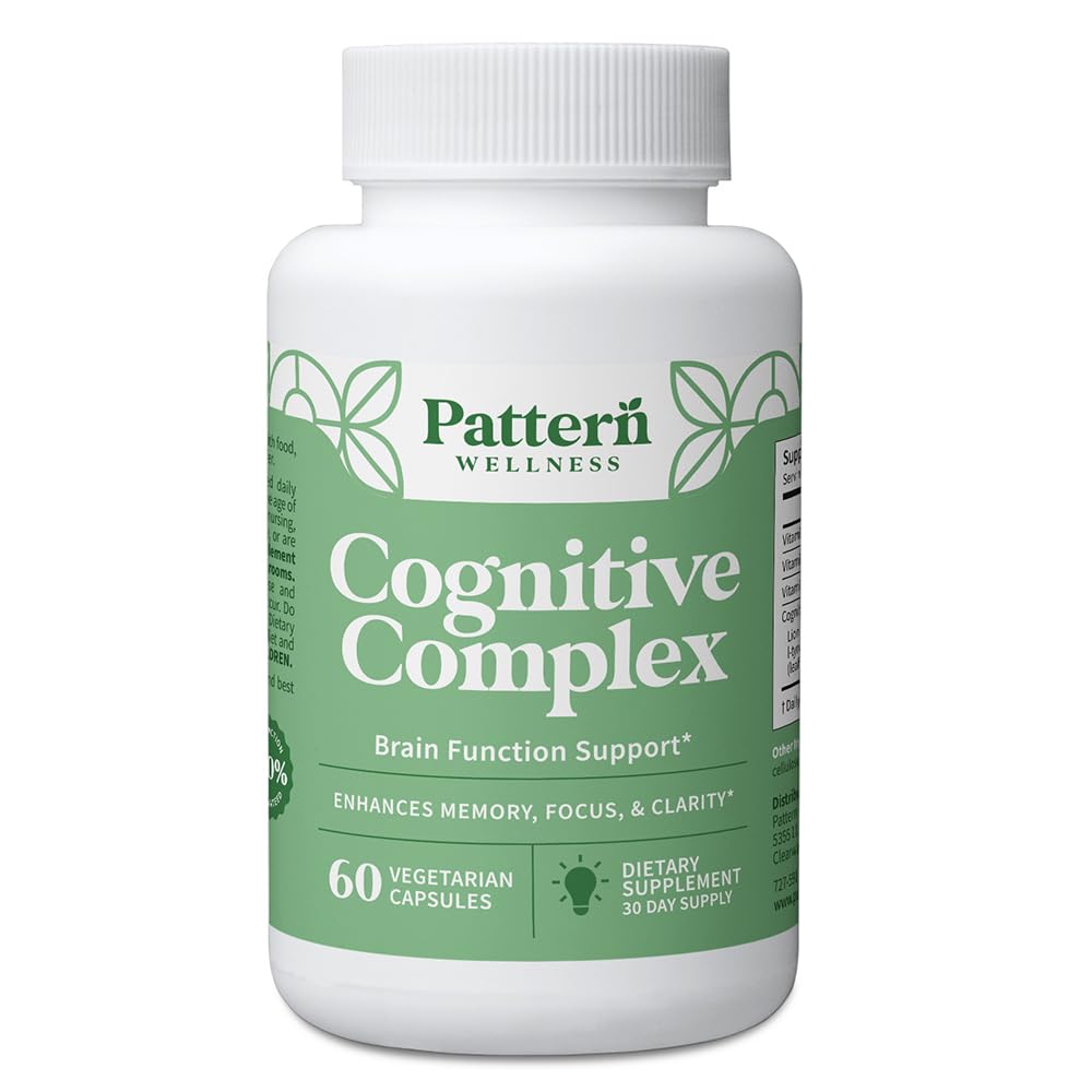 Pattern Wellness Cognitive Complex Supplemento – Supporta Memoria, Focus, Clarity mentale e Salute cerebrale – Mane del leone, Bacopa, B Vitamine – 60 capsule vegetariane