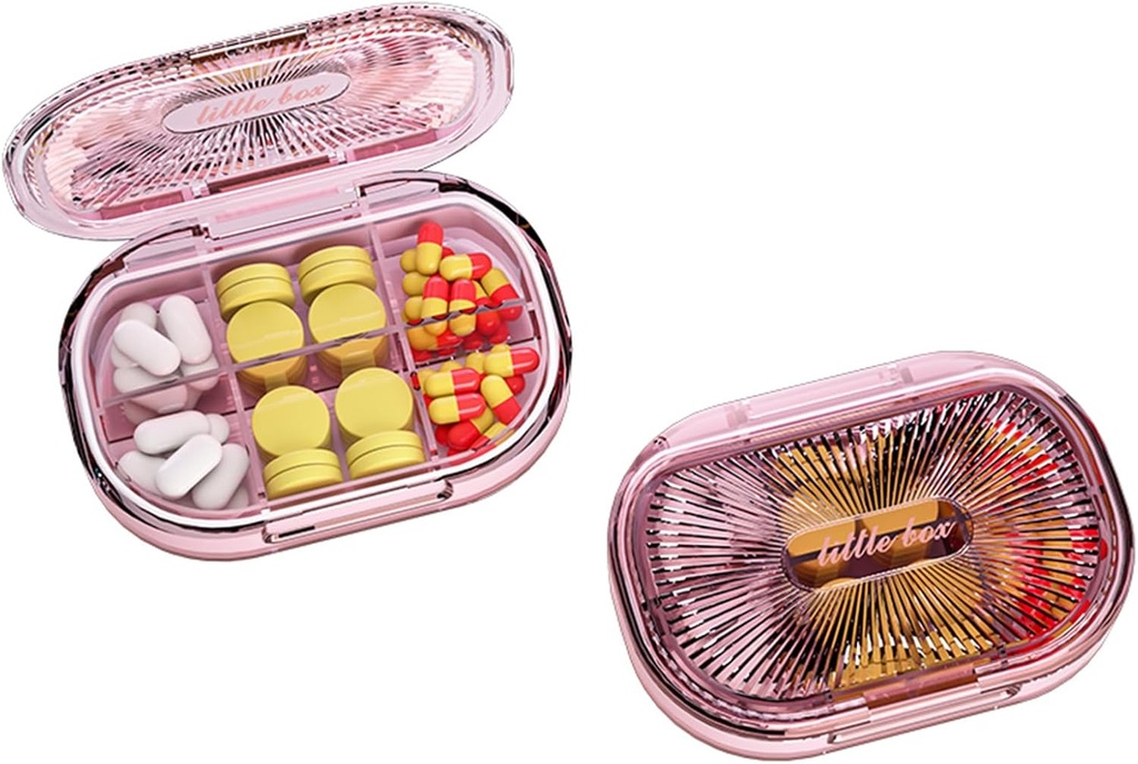 Piccola scatola di pillole, Moisture Proof Pill Case, Organizzatore di pillole di viaggio per borsa da tasca, Vitamina di medicina portatile quotidiana, Olio di pesce, Supplemento (Pink)