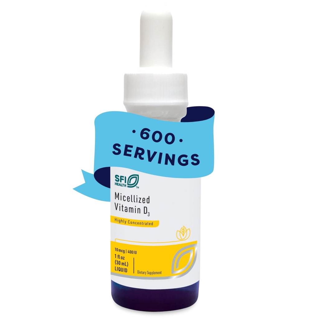 Klaire Labs SFI Health Micellized Vitamin D3 Liquido per bambini, neonati e adulti - 400 IU Vitamina D per goccia - Adatto per bambini - Supporto immunitario - Mango Orange Gocce di aroma (600 Serve / 1 fl oz)