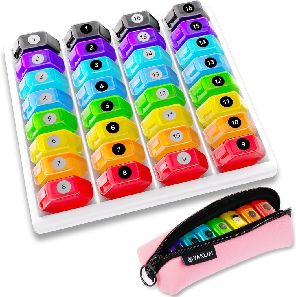 Organizzatore di pillole mensile 1-Time a-Day: 30 giorni organizzatrice di pillole con etichette, scatola di pillole mensile portatile, titolare di pillole mese ith portatile Zipper Bag per la vitamina, medicina, olio di pesce, integratori