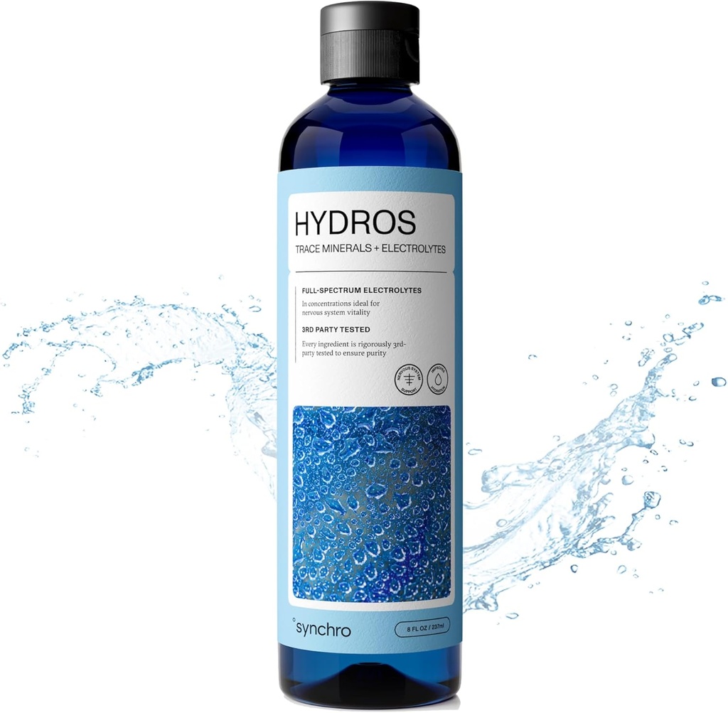 Synchro - Gocce minerali di Trace con elettroliti, goccia di acqua minerale-ribalzo per acqua elettrolita, gocce di elettrolita idratante per il supporto del sistema nervoso, gocce minerali per acqua potabile, 8 fl oz