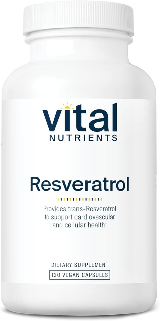 Vital Nutrients Resveratrol | Antiossidante ad alta potenza | Trans Resveratrolo per il supporto cardiovascolare e per la salute delle cellule* | Integratore Vegan | Glutine, Latticini e Soia Free | Non-GMO | 120 capsule