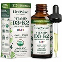 Integratore liquido di vitamina D3-K2, gocce di vitamina per neonati e bambini, per crescita sana, sviluppo e benessere quotidiano, Dropper facile da usare in bottiglia di vetro, 1 Fl Oz