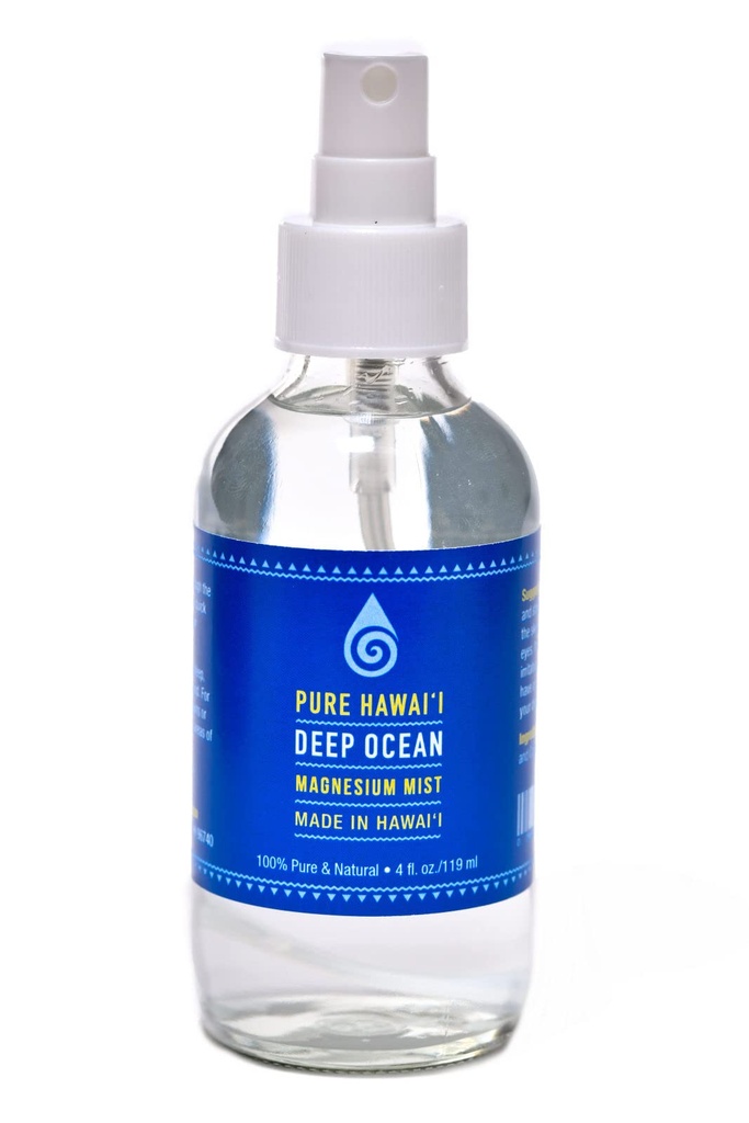 Pure Hawaii Deep Ocean Magnesium Mist Spray 100% Pure & Natural 4oz. Bottiglia – Pure Magnesium Chloride – Made in Hawaii