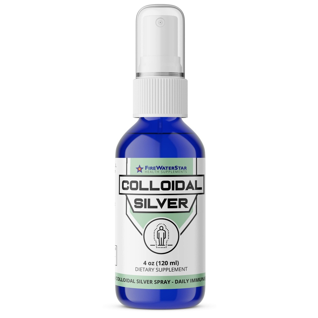 FWS Colloidal Silver Spray - 4 oz - Argento chiaro - 50 ppm - 99,99% Argento puro - Supporto giornaliero Immune