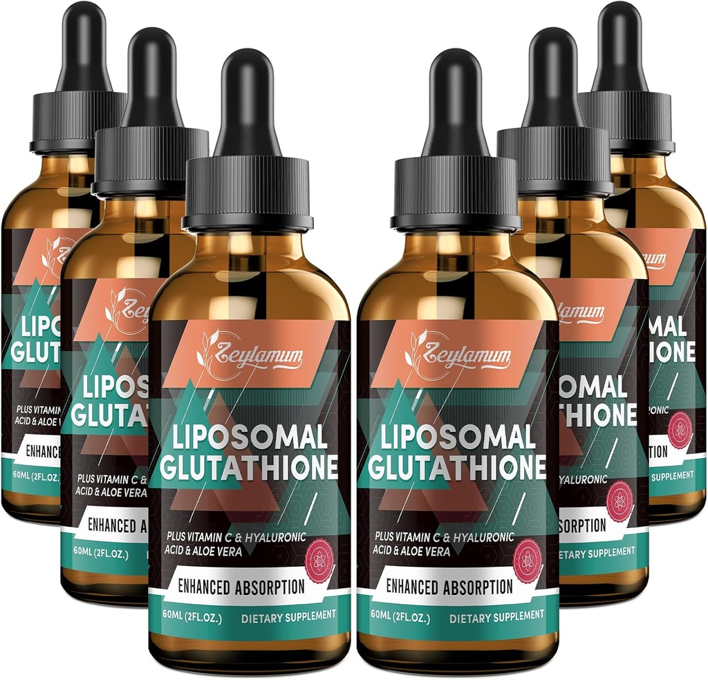 2000MG Glutathione Liquido Gocce, Assorbimento Ultra Alto, Detossicazione Naturale, Immune System & Skin Supprot*, L-Glutathione, Vitamina C & Acido Ialuronico, Capsule Alternative, 12.12 OZ