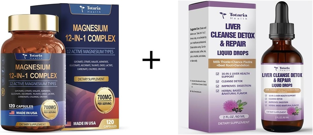 12 in 1 Magnesio Complesso+Liver Cleanse Detox & Riparazione Liquido