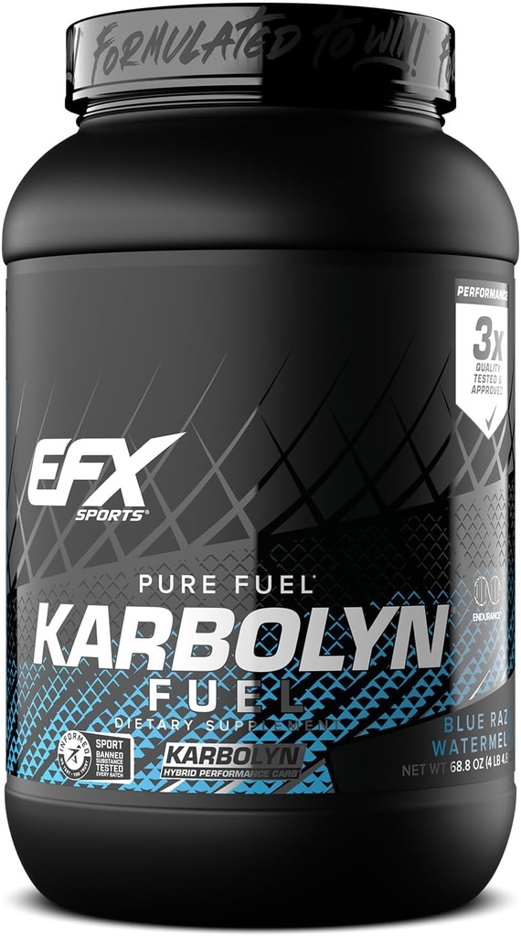 EFX Sports Karbolyn Fuel | Polvere di carboidrati rapida assorbita | Carb Load, Sustain Energy, Quick Recovery | Stimulant Free | 36 Servings (Blue Razz Watermelon)