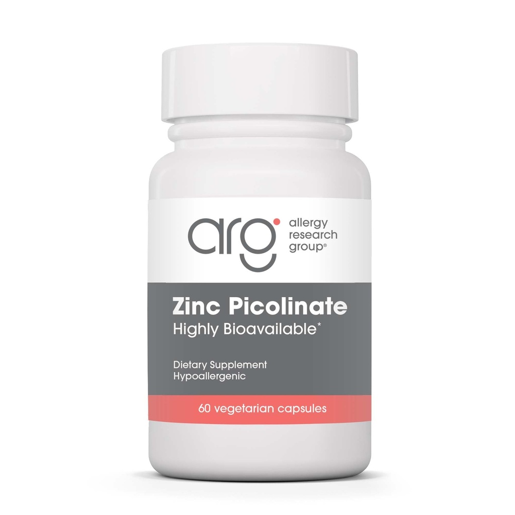 Gruppo di ricerca allergia Zinc Picolinate Supplemento - Supporta la risposta immunitaria normale, altamente biodisponibile, ben assorbito, soluzioni anallergiche, capsule vegetariane - 60 Conte