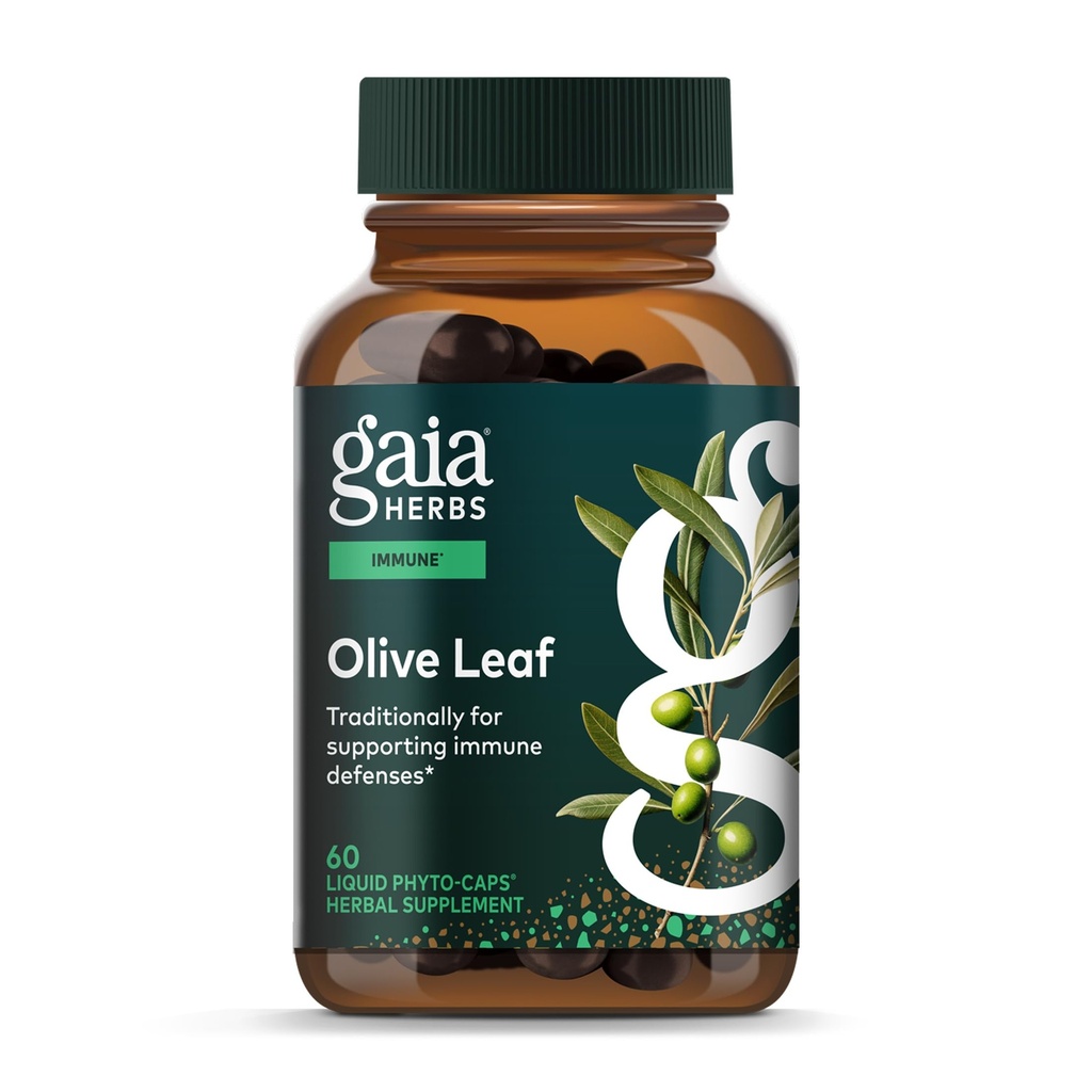 Gaia Herbs Olive Leaf - Supporto per la Salute Immune Tradizionale - Integratore di Sistema Immune con Estratto di Foglie di Oliva e Oleuropeina* - 60 Vegan Liquid Phyto-Caps (30-Day Supply)