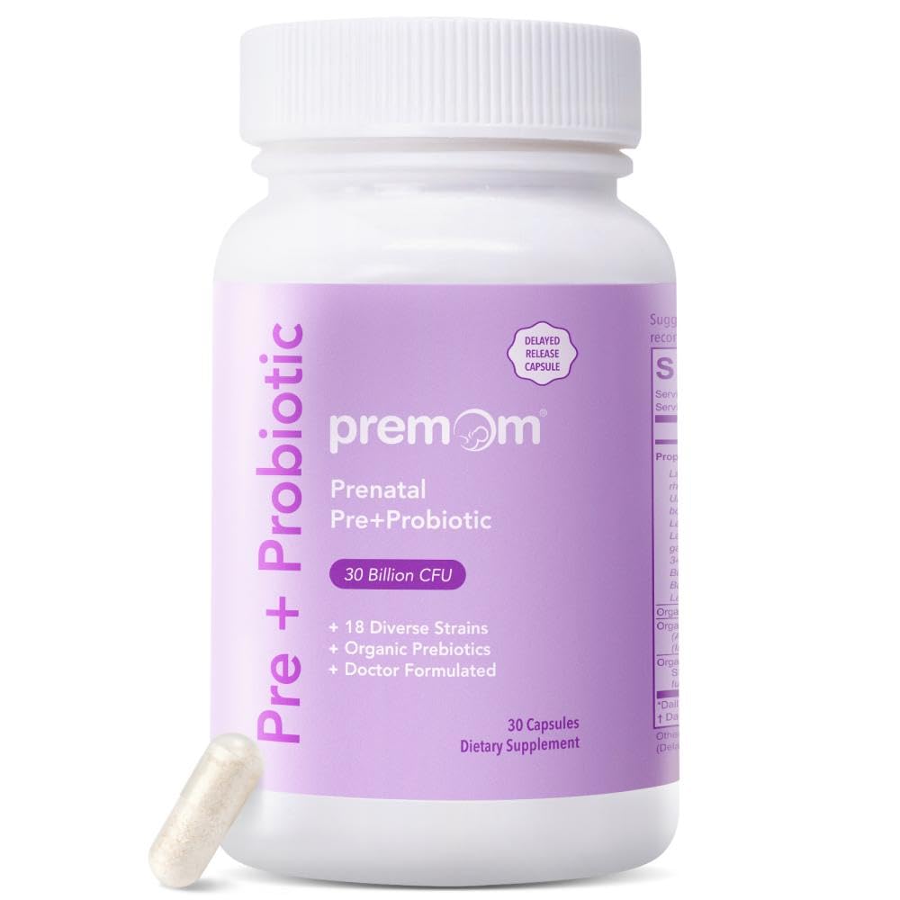 Prenatal Pre & Probiotics per le donne: 18 Diverse Organic Prebiotics Strains - Supporta Digestivo, 30 miliardi di CFU, Gut & Immune Health for Mom and Baby - Capsule giornalieri