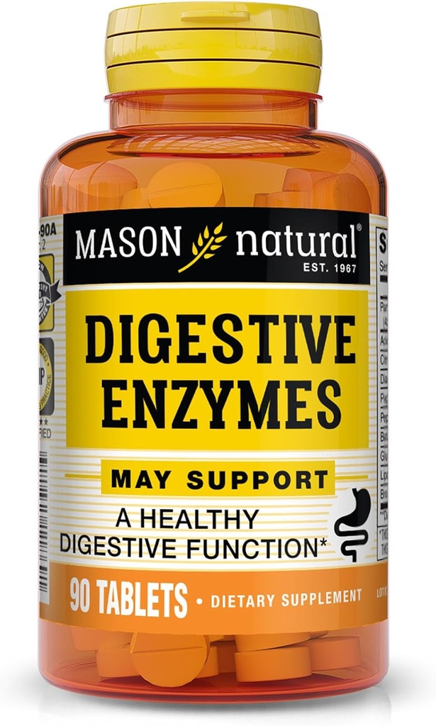 Gli enzimi digestivi naturali di MASON con prebiotici e probiotici, supporta la salute digestiva e l'equilibrio intestinale, 90 compresse
