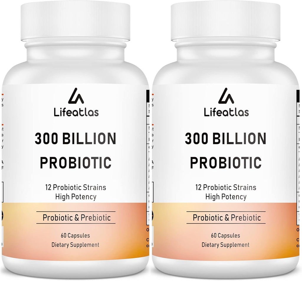 300 miliardi di CFU Probiotici - Probiotici per le donne e gli uomini, 12 Probiotici Strains Plus Prebiotici, Max Potente per la salute generale Digestivo & Gut, Supporto Immune, Scaffale Stabile - 120 capsule