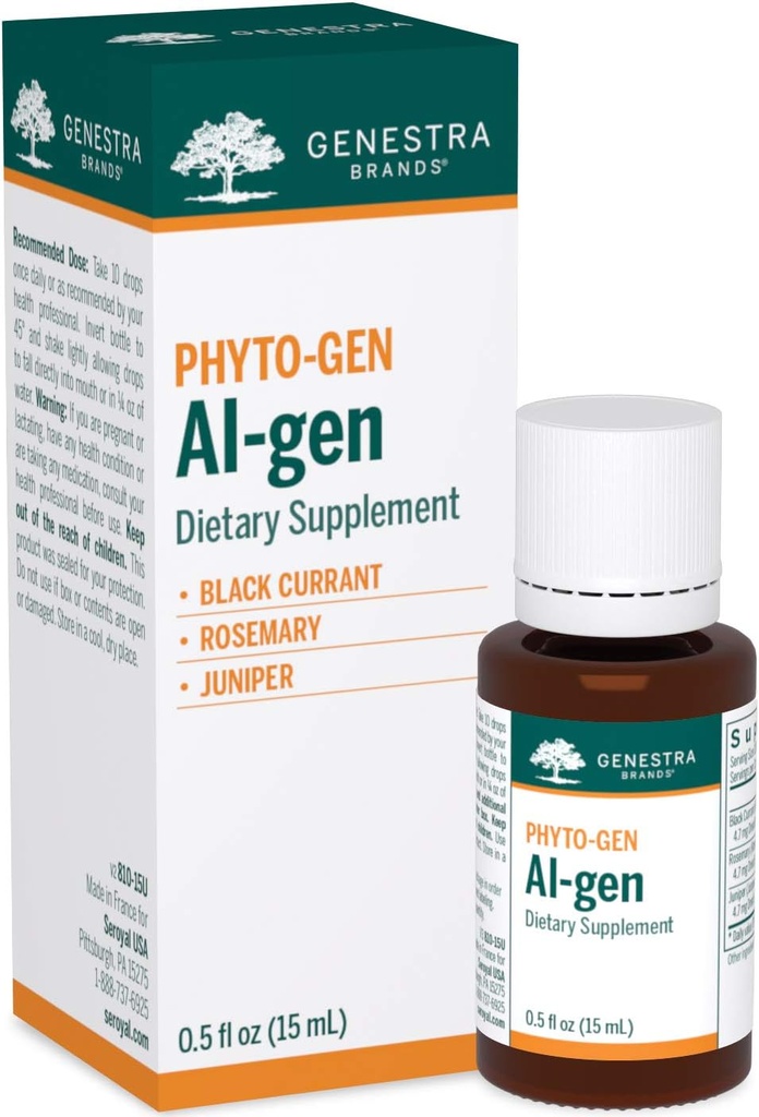Genestra Brands Al-gen | Black Currant, Rosemary e Juniper Herbal Supplement | 0.5 fl. oz.