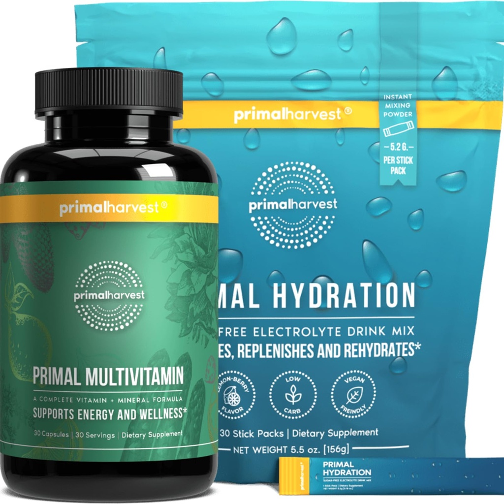 Integratori Primal Harvest Multivitamin & Hydration Powder per gli uomini, Bundle