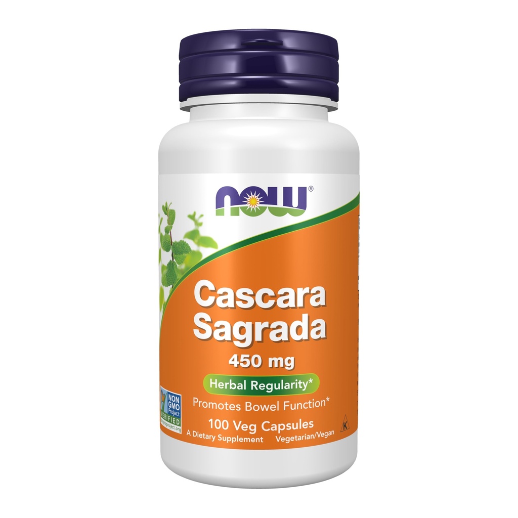 NOW Integratori alimentari, Cascara Sagrada (Rhamnus purshiana) 450 mg, Regolarità erbe*, 100 capsule di Veg