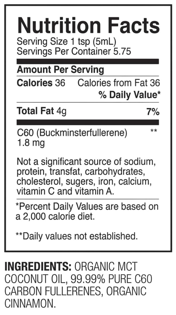 C60 Purple Power Cinnamon aromatizzato C60 MCT Coconut Oil - formato viaggio - Organic Cold-Pressed Coconut Oil - 99,99% Pure C60 Carbon Fullerenes - Boost Energy & Mental Focus (1oz)