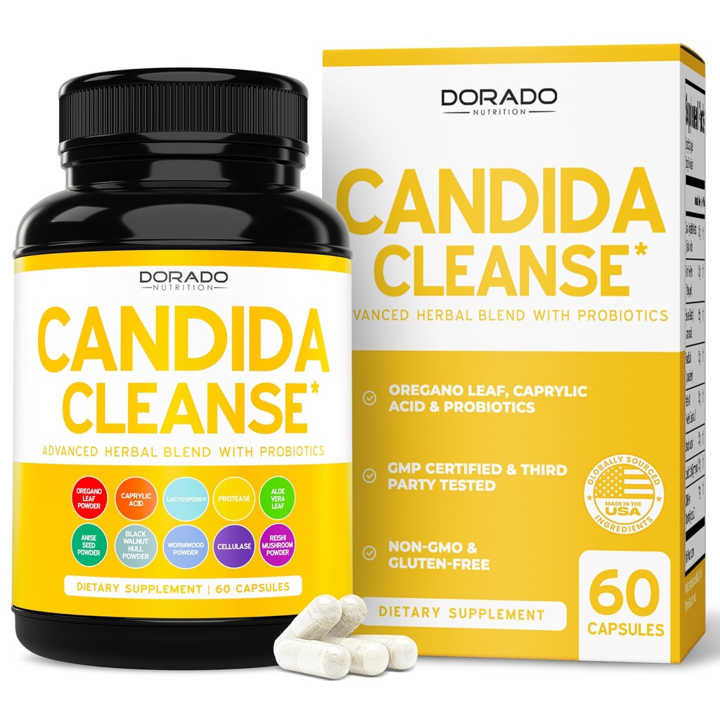Candida Cleanse Detox (60 Conte) Advanced 11-in-1 Formula per il trattamento di sovraffollamento con Candida Killer Complex per gli uomini e le donne - Terza Parte Testata - Made in USA
