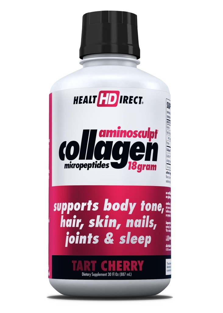 HEALTH DIRECT AminoSculpt Supplemento al collagene senza zucchero - Proteine ad alta potenza per capelli, pelle, unghie e articolazioni, Grass-Fed, Non OGM, Liquid Collagen - Tart Cherry - 30 Fl Oz