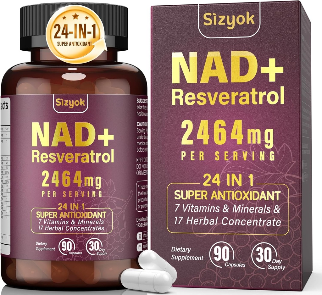 NAD Supplement, Liposomal NAD+ Supplemento con Resveratrolo, NAD Resveratrolo Supplemento - Boost NAD+ for Aging Defense, Energy, Focus - Capsule Ultra Antiossidanti,87