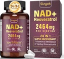 NAD Supplement, Liposomal NAD+ Supplemento con Resveratrolo, NAD Resveratrolo Supplemento - Boost NAD+ for Aging Defense, Energy, Focus - Capsule Ultra Antiossidanti,87