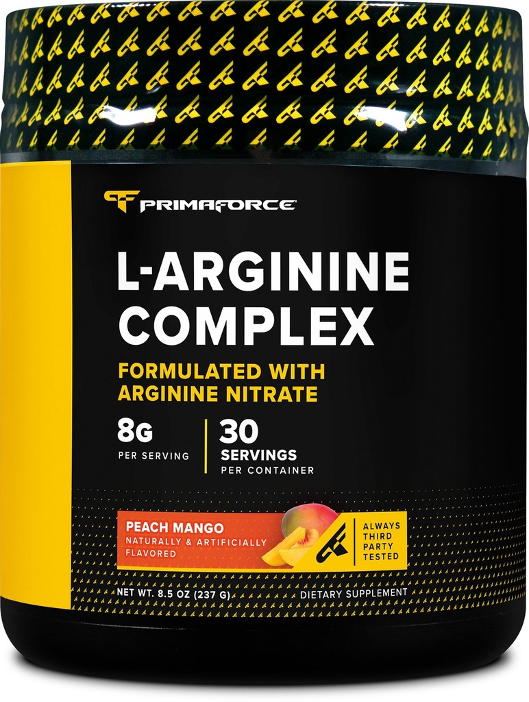 Primaforce L-Arginina Complex Powder (30 Serve per Bottiglia | Peach Mango) Potente integratore per la costruzione di proteine per i guadagni massimi