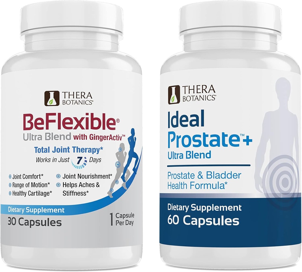 Therabotanics BeFlexible Ultra Joint Support Supplement and Ideal Prostate Ultra Powerful Prostate Supplement per Men* Bundle