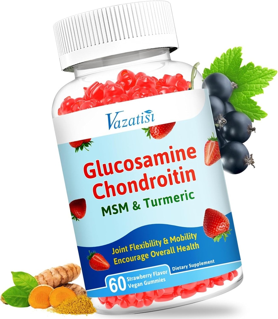 Gommie con condroitin con curcuma e MSM, Boswellia - Integratore di supporto congiunto - Supporto per cartilage, Flessibilità e resistenza - 60 Gummies