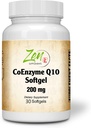 Zen Supplements CoEnzyme Q10 200mg - Coq 10 in Vitamina E olio - Supporto antiossidante, salute del cuore, energia, colesterolo sano - Non-OGM & Gluten Free 30-Softgel