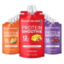 Designer Wellness Protein Smoothie, Frutta reale, 12g Protein, Carbo basso, Zero Aggiunto Zucchero, Senza glutine, Non OGM, Nessun colore artificiale o aromi, Varietà Pack, 12 Conte