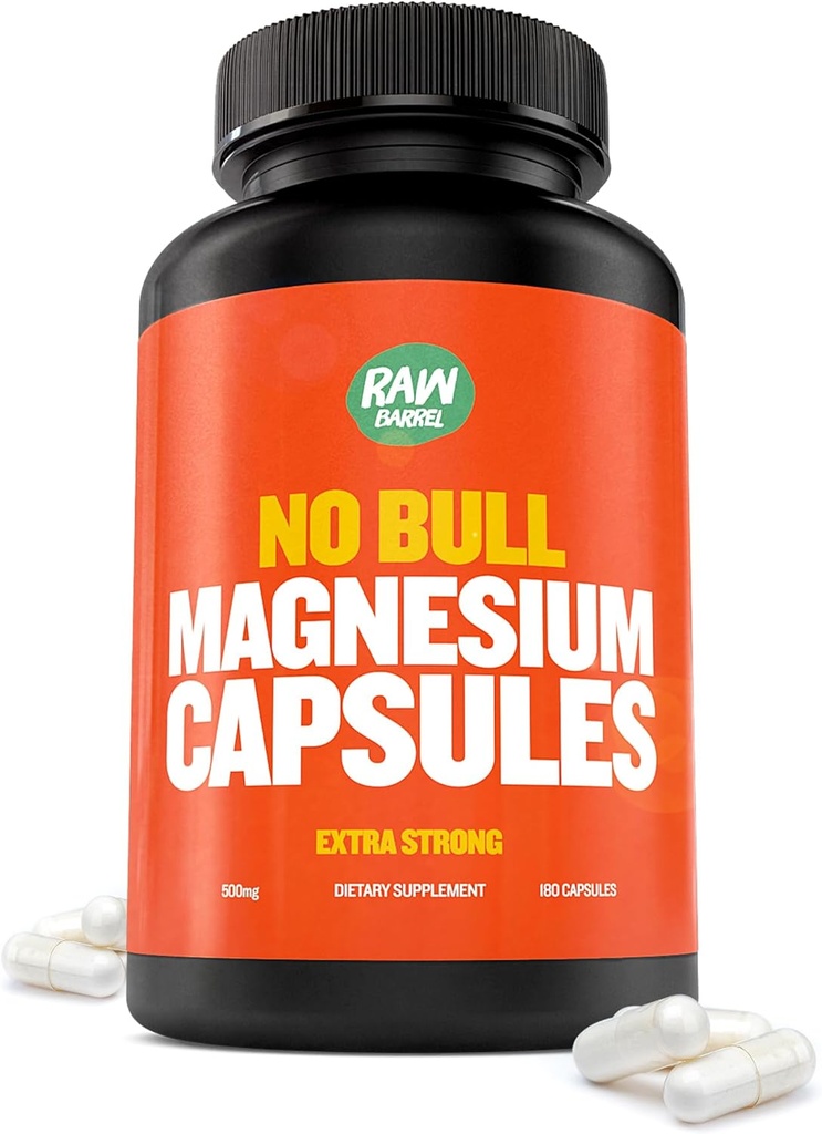 “No Bull” capsule di magnesio, Citrato di magnesio unico e formula di ossido per sonno e relax, pillole di magnesio per prevenire dolori muscolari e spasmi, Citrato di ossido di magnesio, 500g