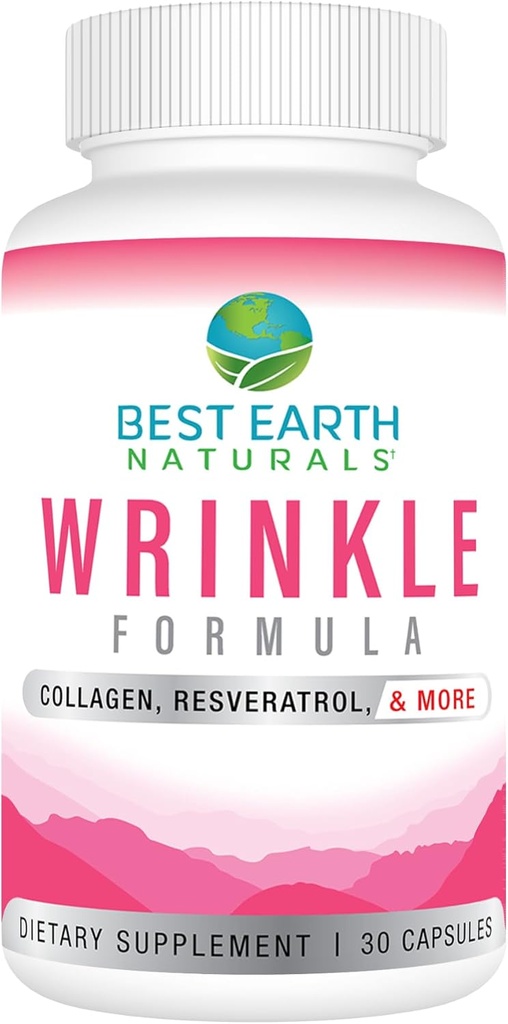 Migliore formula di rughe naturali con acido ialuronico, niacinamide, vitamina multi, collagene per le donne o gli uomini - supplemento di vitamine della pelle - 30 giorni di alimentazione (30 capsule)