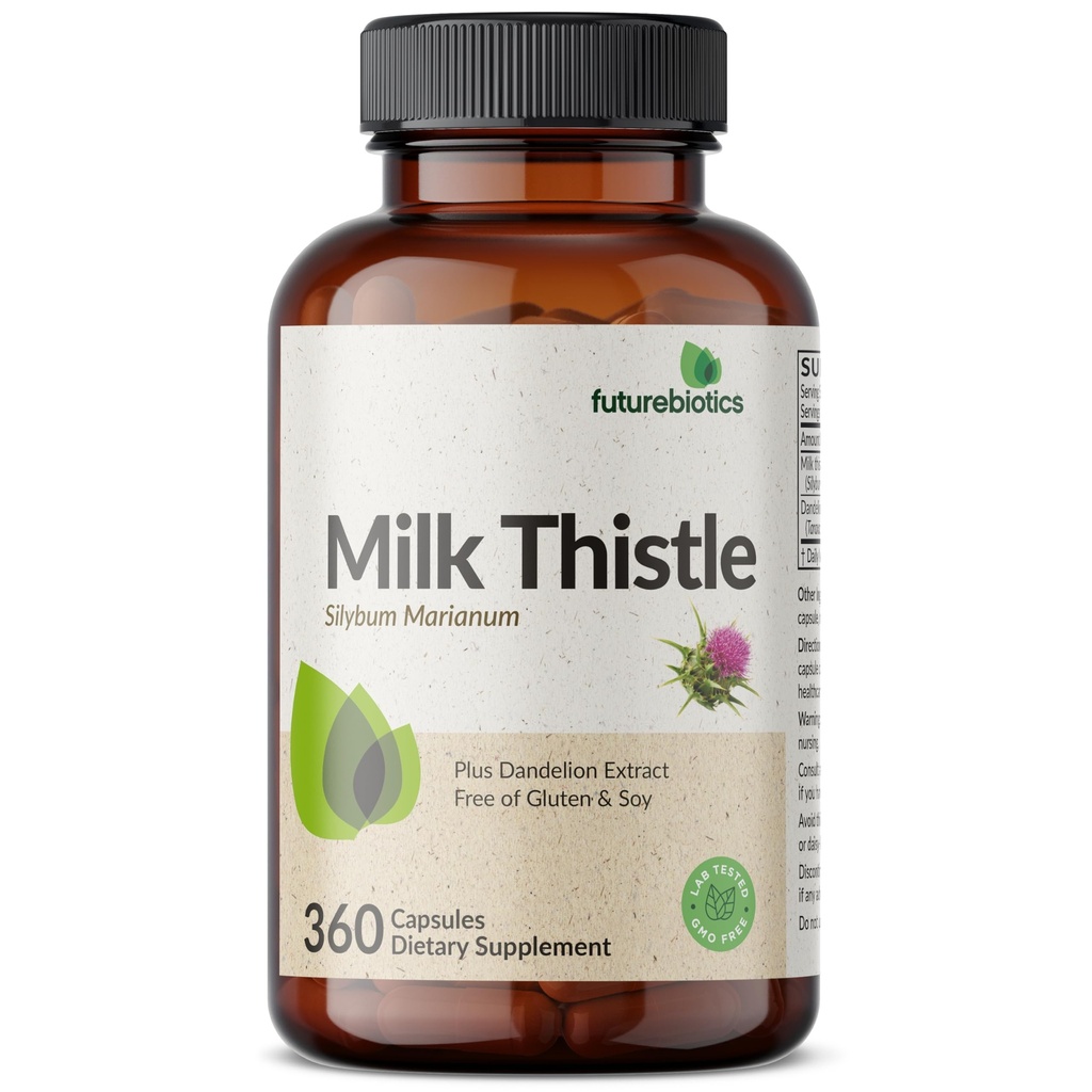Futurebiotics Latte Thistle Silymarin Marianum & Dandelion Root Liver Health Support, Supporto antiossidante, Detox, 360 capsule