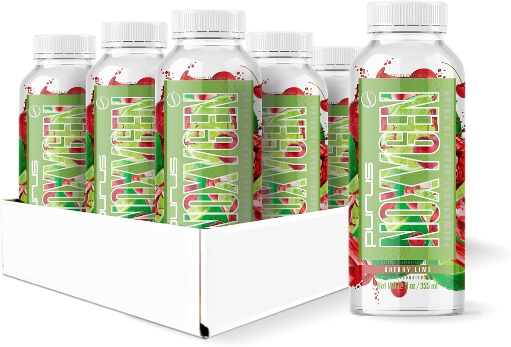 Purus Labs NOXygen Ready to Drink (RTD) Pre-Workout | Pump, Energy, & Performance | 0 Zuccheri | 200mg Caffeina | Confezione da 12 (Lime di Ciliegia)