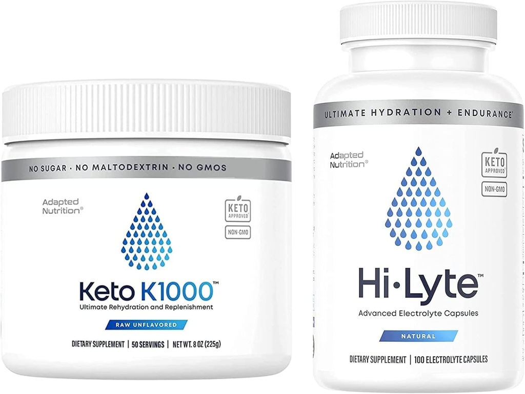 Hi-Lyte Keto K1000 Polvere di elettrolita | Miscela di bevanda della polvere di idratazione | Flavor minerale crudo, senza Stevia | 50 Servings | Capsule di ricambio per elettroliti Plus per una rapida riidratazione