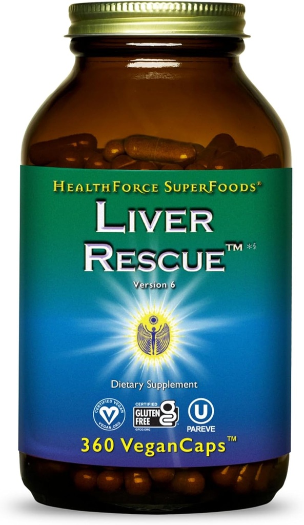 HealthForce SuperFoods Liver Rescue - Natural Liver Cleanse - with Milk Thistle & Dandelion Root - Gluten-Free & Vegan - 360 Capsule
