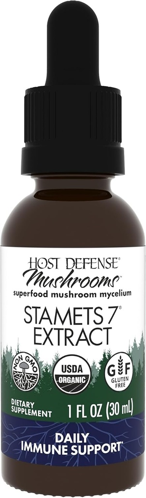 Estratto di Stamets 7 - 7 Species Blend - Mushroom Supplemento per il supporto immunitario con Royal Sun Blazei, Cordyceps, Reishi, Maitake, Lion's Mane, Chaga & Mesima - 1 fl oz (30 Servings)*