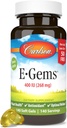 Carlson - E-Gems 400 IU (268 mg), Vitamina E naturale, Benessere ottimale, 140 Gel Morbidi
