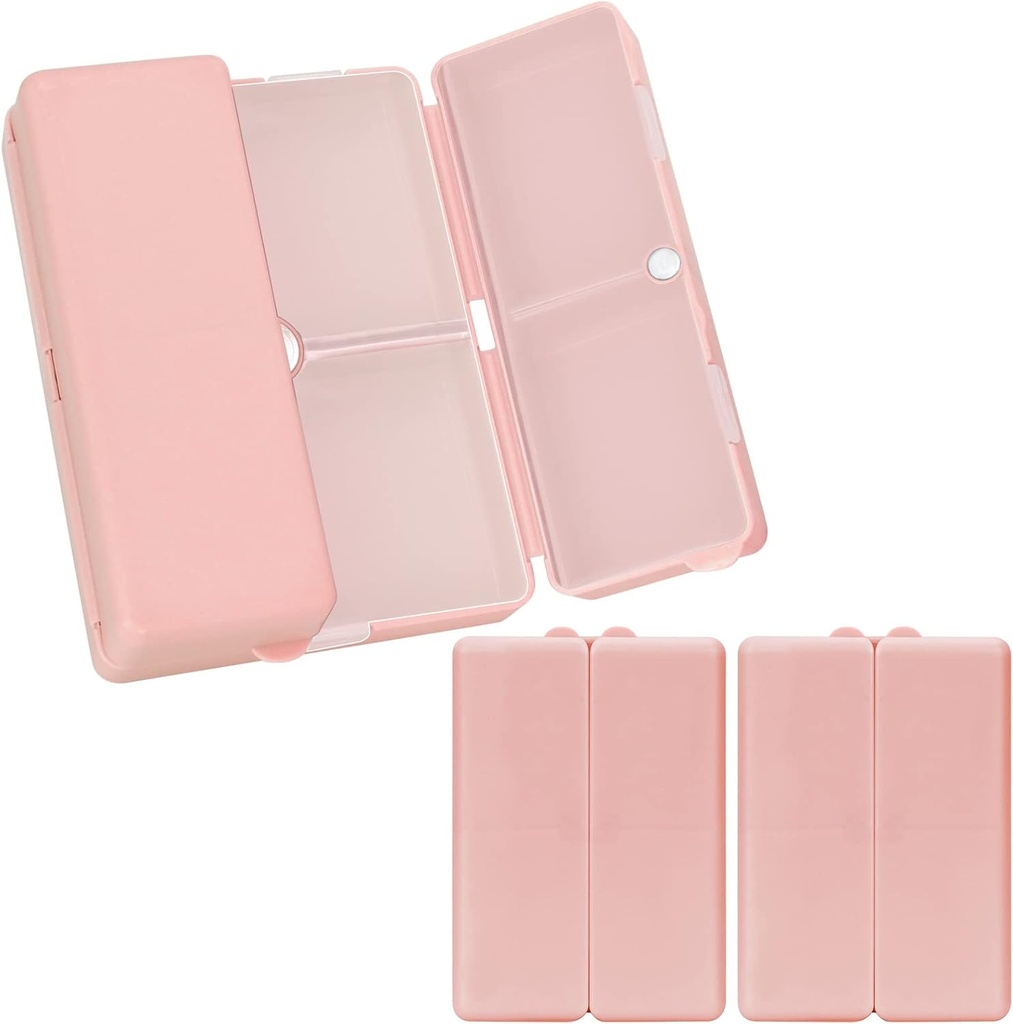 FYY Daily Pill Organizer, 2 Pcs 7 scomparti Portable Pill Case Travel,Folding Design Pill Box for Purse Pocket to Hold Vitamins,Cod Liver Oil,Supplements and Medicine-Pink