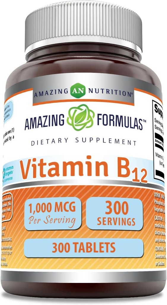 Incredibile formula Vitamina B12 Supplemento | 1000 Mcg per Serving | Compresse | Non OGM | Gluten-Free | Made in USA (1 Confezione, 300 Conte)